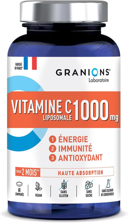 | Vitamine C Liposomale 1000 Mg | Contribue Au Fonctionnement Normal Du Système Immunitaire Et À Réduire La Fatigue | Haute Absorption | Fabrique En France | 60 Comprimés