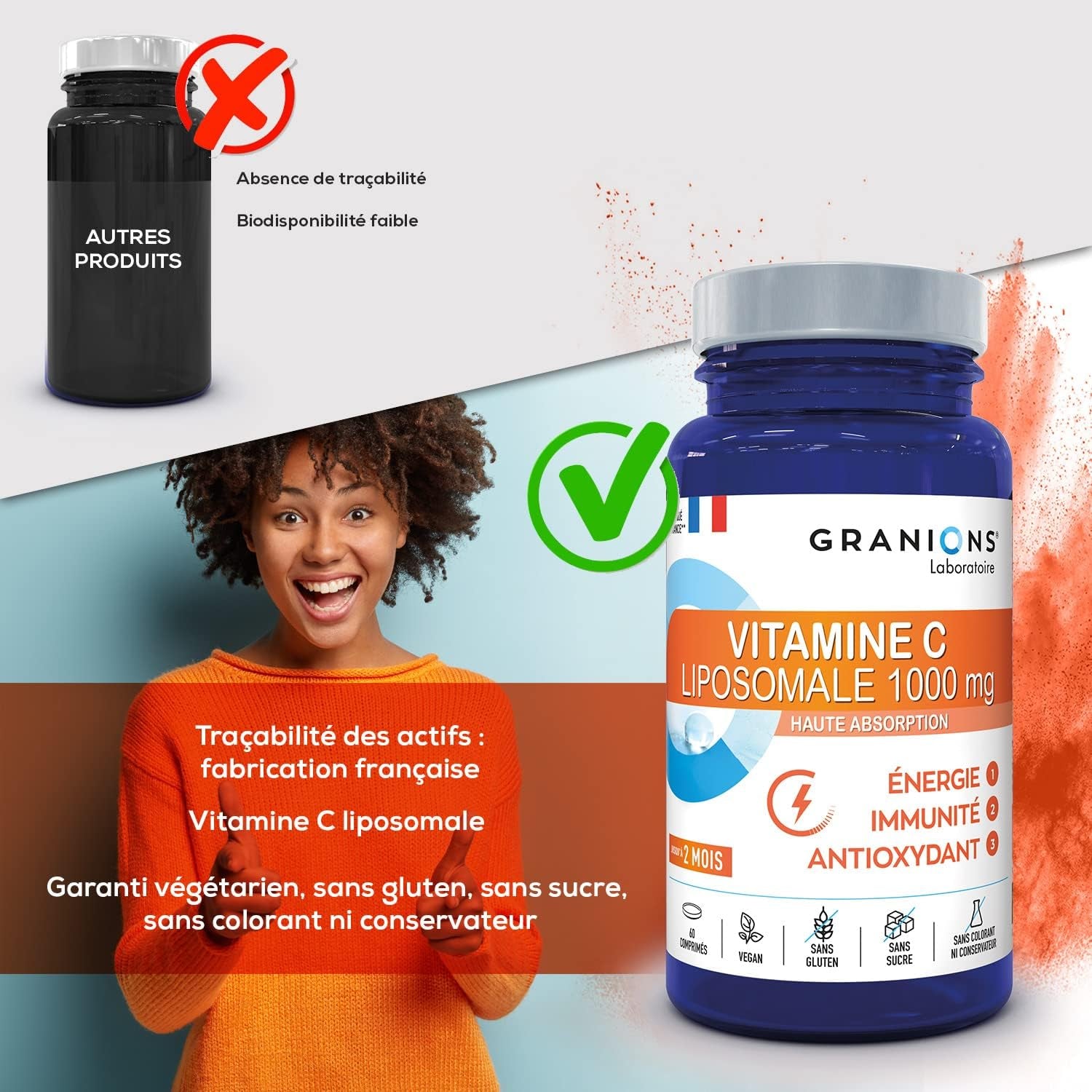 | Vitamine C Liposomale 1000 Mg | Contribue Au Fonctionnement Normal Du Système Immunitaire Et À Réduire La Fatigue | Haute Absorption | Fabrique En France | 60 Comprimés