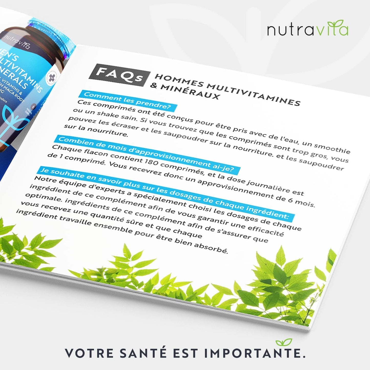 Multivitamines Et Minéraux Pour Hommes - 25 Vitamines Et Minéraux Actifs Essentiels - 180 Comprimés