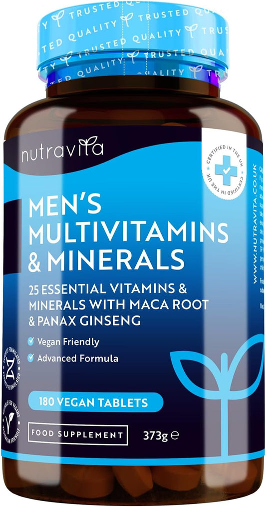 Multivitamines Et Minéraux Pour Hommes - 25 Vitamines Et Minéraux Actifs Essentiels - 180 Comprimés